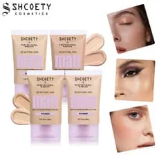 [Estoque pronto] SHCOETY 4 cores segurar maquiagem base líquida corretivo Natural claro fosco iluminar o tom da pele BB
