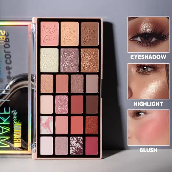 [Estoque pronto] Paleta de maquiagem multifuncional URATM Matte Pearlescent Eyeshadow Batom Blush Contour Maquiagem de b