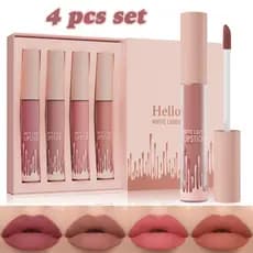 [Estoque pronto] Hellokiss Matte Velvet Matte Lip Glaze Conjunto de quatro peças Conjunto de brilho labial Maquiagem WJG
