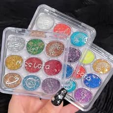 [Estoque pronto] Miss Lara Sombra de lantejoulas de nove cores em Gel brilhante para maquiagem de palco perolada paleta