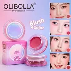 [Estoque pronto] OLIBOLLA Matte Glossy 4 cores Blush Cream Rouge Tridimensional Blush Lama Maquiagem de longa duração Re