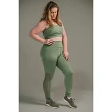 Calça Legging em Poliamida Feminina com Tela Lateral