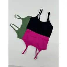 Kit 3 peças de Top Feminino Fitness, composto por Combo 3 Top Básicos de alças Aerobic