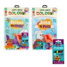 Livro Infantil Colorir Kit Com Caixa Giz Cera 6 Unidades Diversao Educacao Criatividade Divertido