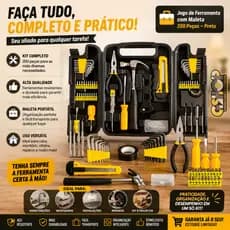 Kit Jogo De Ferramentas 200 Peças Profissional Com Maleta Chave Allen Bits Martelo Alicate Multiuso
