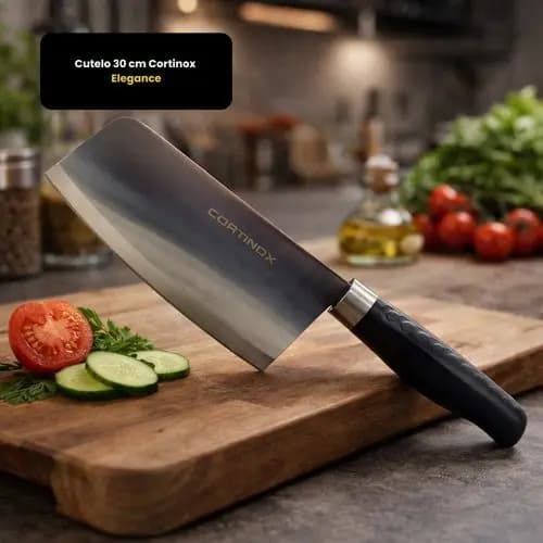 Cutelo 30cm Faca Machadinha Profissional Inox Cortinox Chef Cozinha Churrasco Corte Lâmina Premium