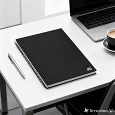 Caderno Escolar 70 Folhas Papel Branco Alta Qualidade Capa Preta Durável Resistente