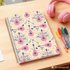 Caderno 1 Matéria Love Music 80 Folhas Anotações Estudo Organização Capa Resistente