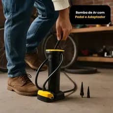 Bomba Ar Pedal Portatil Encher Pneu Bicicleta Moto Carro Bola Piscina Inflavel Bicos Adaptadores