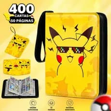 Fichário Pokémon para 400 Cartas Álbum com Zíper Pasta TCG Colecionador 50 Folhas Capa Dura Proteção de Cards Premium