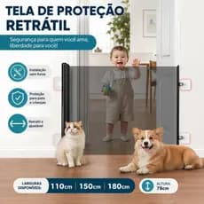 Portão de Segurança Retrátil para Bebês e Pets, Ajustável Sem Furar para Escadas e Portas, Proteção Contra Puxões
