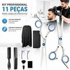 11 Piece Professional Barber Kit - Stainless Steel Scissors for Hair and Beard Cutting, Complete Gift