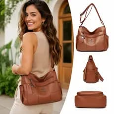 Women Genuine Leather Portable Tote Bag Retro Large Capacity Crossbody Shoulder Bag