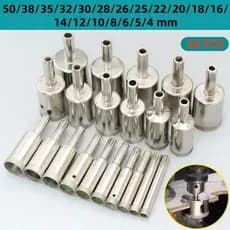 Jogo 20 Peças Serra Copo Diamantada para Furar Vidros Garrafas Cerâmicas e Azulejos 3mm a 50mm Kit Brocas Alta Precisão