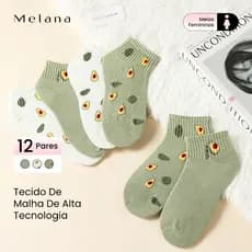 Melana Kit12 Pares Meias Soquete Cano Curto Unissex Tamanho Único Meias Soquete curta Algodão Soquete Invisivel Varias