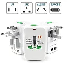 Adaptador Tomada Universal Internacional Viagem 150+ Países Múltiplas Tomadas Fecho Segurança Voltagem Universal Portá