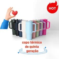 Copo Térmico Garrafa 1,2 Litro Inox Alça e Canudo Mantém Quente e Gelada Tampa Vedada