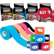 Kit 4 Fita Kinesio Bandagem Elástica 5cmx5m Tape Fisioterapia Adesiva Alivia a Dor Lesão Atleta