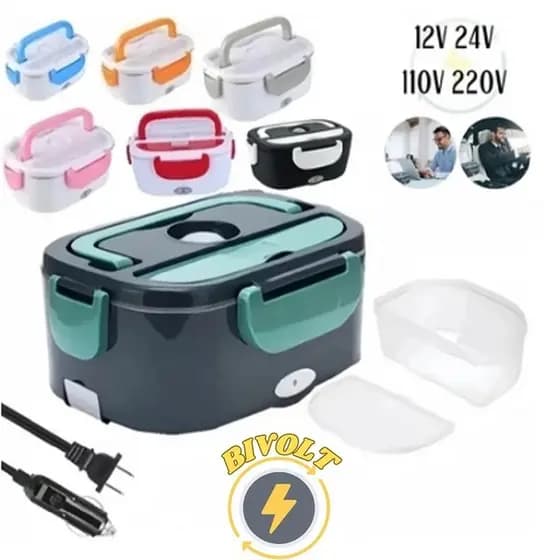 Lancheira Eletrica Carro 1.5L 12V 24V 220V Dupla Tensao Quente Portatil
