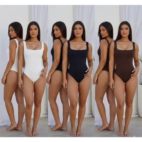 Body Feminino Regata em Suplex Premium com Decote Quadrado e Modelagem Confortável.