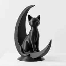 Estatua Gato na Lua - Decoração Minimalista e Mística - Home - Casa