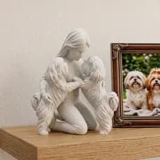 Estátua Escultura 2 Shih Tzu Decoração Quarto Sala Presente Criativo