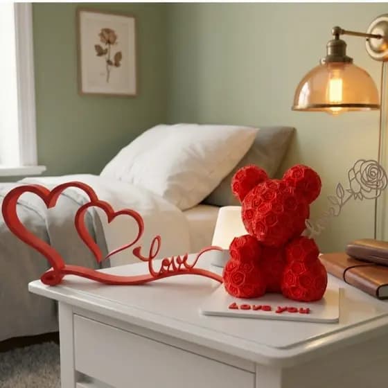 Kit Decoração "LOVE"  Ursinho de Rosas aniversários de namoro/casamento/namoro