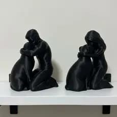Escultura Mulher e Cachorro | Arte Decorativa Minimalista para Casa e Escritório Presente Pet