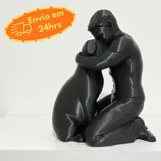 Escultura Decorativa Homem e Cachorro Amor e Conexão Sala Decoração Casa