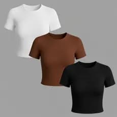 Kit 3 ou 1 Baby Tee Feminina - Blusa Fit Manga Curta Blusa Feminina Academia VERÃO LUXO moda Blusa Slim Fit várias cores