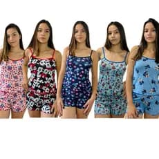 kit 5 Pijama Short Doll Estampado Feminino