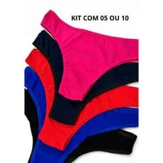 Kit com 05 ou 10 Calcinhas Tanga Cotton Algodão Conforto Premium Lisa Uso Diário Macia Respirável Envio Rápido