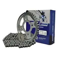 Kit Relação CG 150 Titan Fan Start 2004 a 2016 Original Riffel Titanium Aço 1045