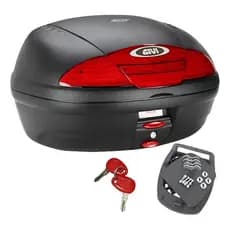Baú Bauleto Moto Givi E450n Monolock Motoboy Simply 45 Litro Preto Com Lente Vermelha