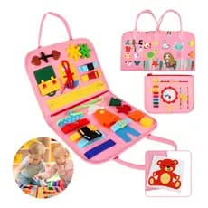 Maleta Montessori Infantil Atividades Sensorial Brinquedos Rosa-pálido