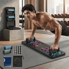 Suporte Multifuncional para Flexões (Inclui: Pegadas Emb Borracha + Bolsa de Armazenamento + Tapete Antiderrapante)
