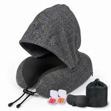 Almofada de Pescoço Ergonômica de Espuma – Travesseiro de Viagem Confortável com ou sem Capuz