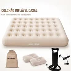 Colchão Inflável 2-3 Pessoas com Bomba Manual Travesseiros Bolsa Camping