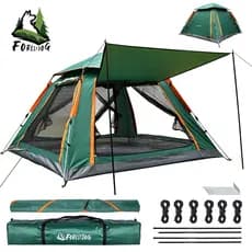 Barraca Camping Familiar 5-6 Pessoas FORESTDOG Automática Grande Com Toldo E Tela Mosquiteiro