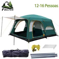 Barraca Camping Acampamento Luxe 12-16 Pessoas Tenda Familiar Grande Varanda 420x305x200cm
