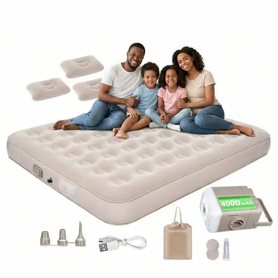 Colchão Inflável King 203*183*28cm Com Bomba Inflável De Bateria De Lítio Embutida E Removível