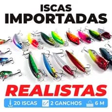 Kit 20 Iscas Artificiais Pesca Meia Água E Superfície Tucunaré Traíra Robalo Dourado (Tamanhos Mistos)