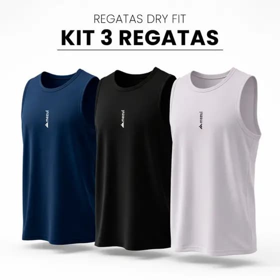 Kit 3 Regatas Masculina Fitness Dryfit 5 Cores Para Treino Academia ST7-CP3