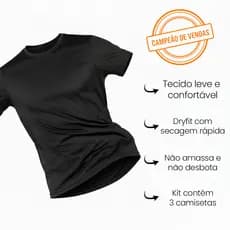 3 Camisetas Masculina para Treino com Secagem Rápida Academia Corrida LVF2-CP2