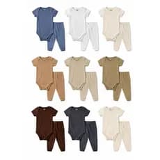 Conjunto Body Bebê Ribana Manga Curta com Calça Infantil Confortável Unissex 1 ao G