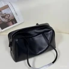 Bolsa de ombro Jennie Astrarow Boston em pele de carneiro premium, estilo bowling, para deslocamentos diários IMB5