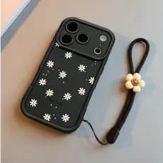 Capinha Corrente Para Samsung A07 A17 A56 A36 A55 A54 A16 A15 A14 A05S A34 A35 A32 Pequena Flor Silicone Capa de celular