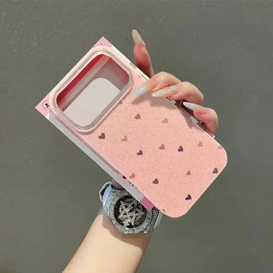 Capinha Glitter Para iPhone 17 Pro Max 16 15 13 11 14 12 11 Pro Plus XR Air Rosa Amor Coração Luxo Capa