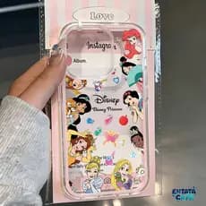 Capa Transparente 2 em 1 para iPhone 17 Pro Max 13 11 16 15 12 14 Plus à prova de choque Conto De Fadas Princesa Capinha
