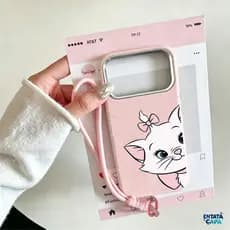 Capinha Anti Choque Textura de Couro para iPhone 17 Pro Max 16 13 11 12 14 15 Plus XR Marie com Laço Fofo Capa